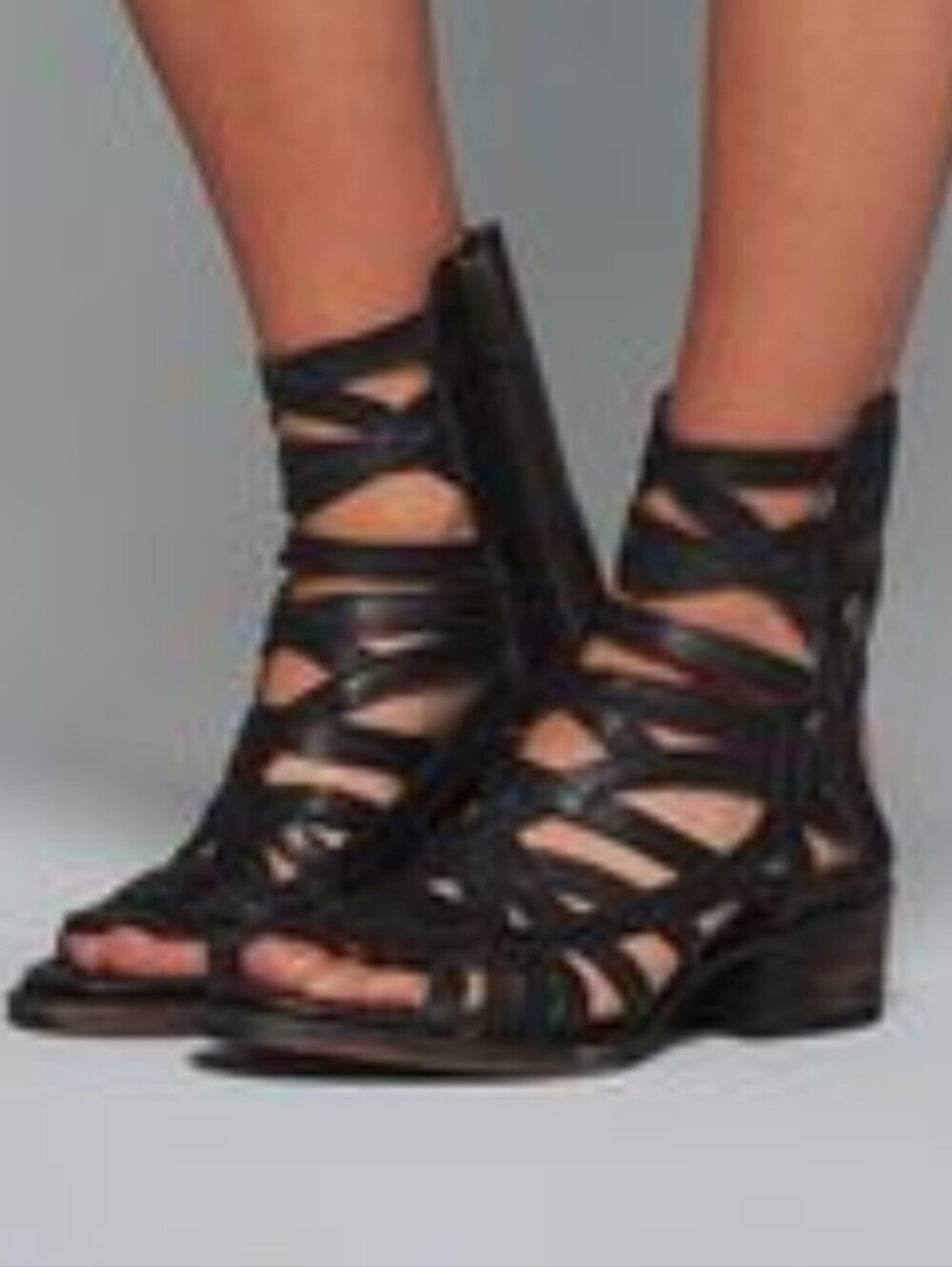 Freebird Queen Black Gladiator Caged Goth Open Toe Sandals RARE